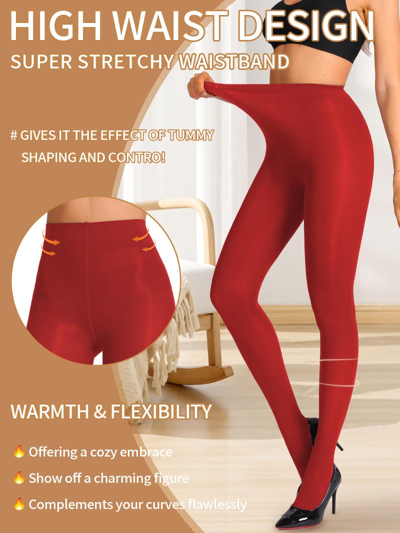 HONENNA Women's Control Top High Elastic Soft Opaque Pantyhose Tights - Image 4